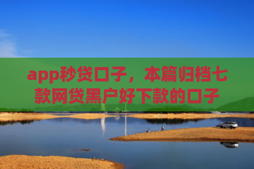 app秒贷口子，本篇归档七款网贷黑户好下款的口子