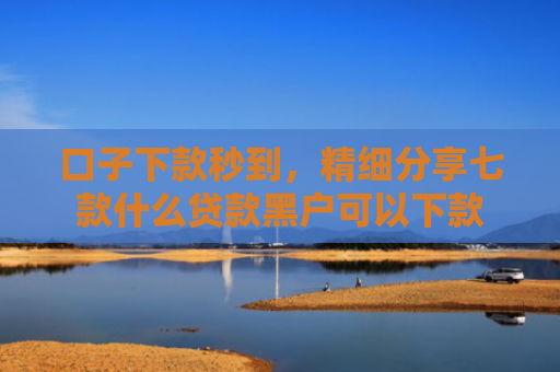 口子下款秒到，精细分享七款什么贷款黑户可以下款