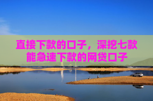 直接下款的口子，深挖七款能急速下款的网贷口子